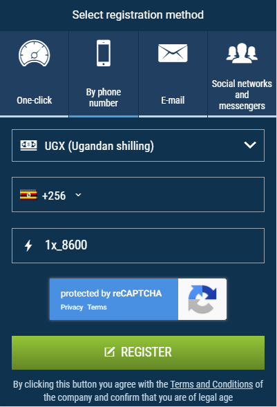 Shows how to use promo code for 1xBet in Uganda
