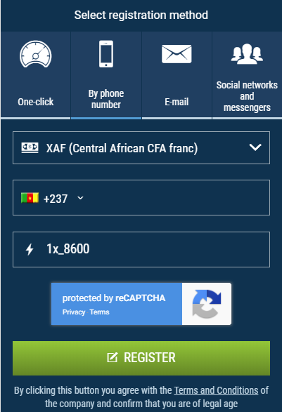 Register with 1xBet promo code for Cameroon