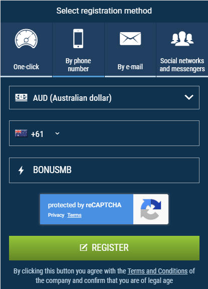 How to register with 1xBet and use 1xBet promo code for Australia