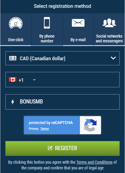 How to register with 1xBet and use 1xBet promo code for Canada