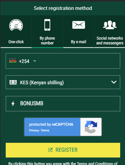 Enter BetWinner promo code for Kenya as you register