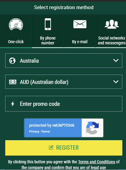 Enter BetWinner promo code for Australia as you register