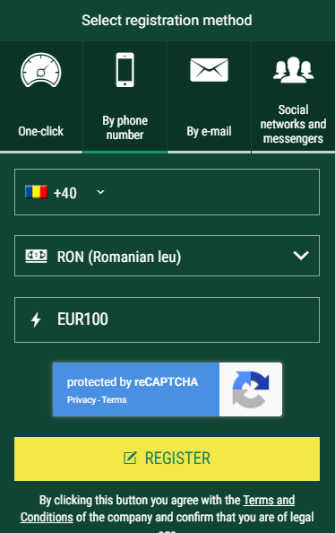 Enter BetWinner promo code for Romania as you register
