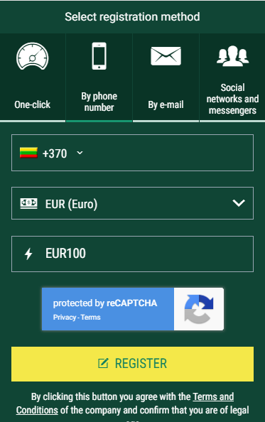 Enter BetWinner promo code for Lithuania as you register