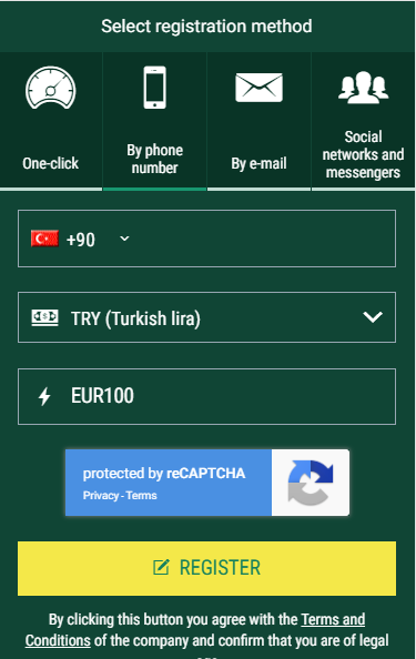 Enter BetWinner promo code for Turkey as you register