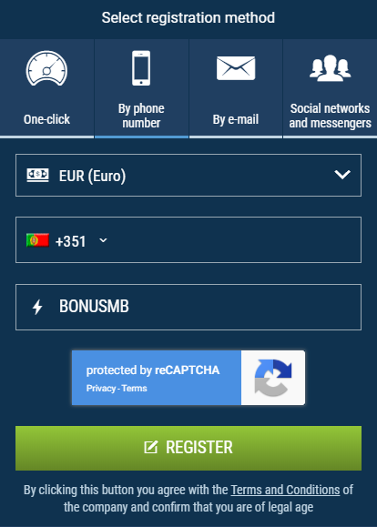 How to register with 1xBet and use 1xBet promo code for Portugal