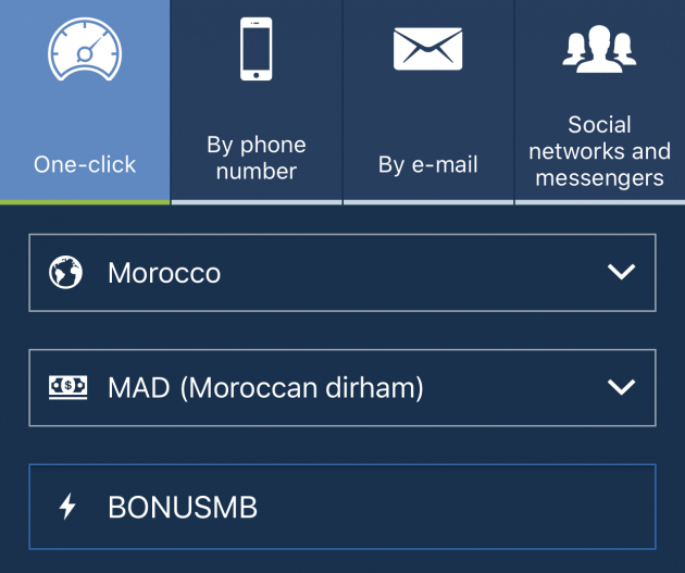 1xBet registration promo code in Morocco